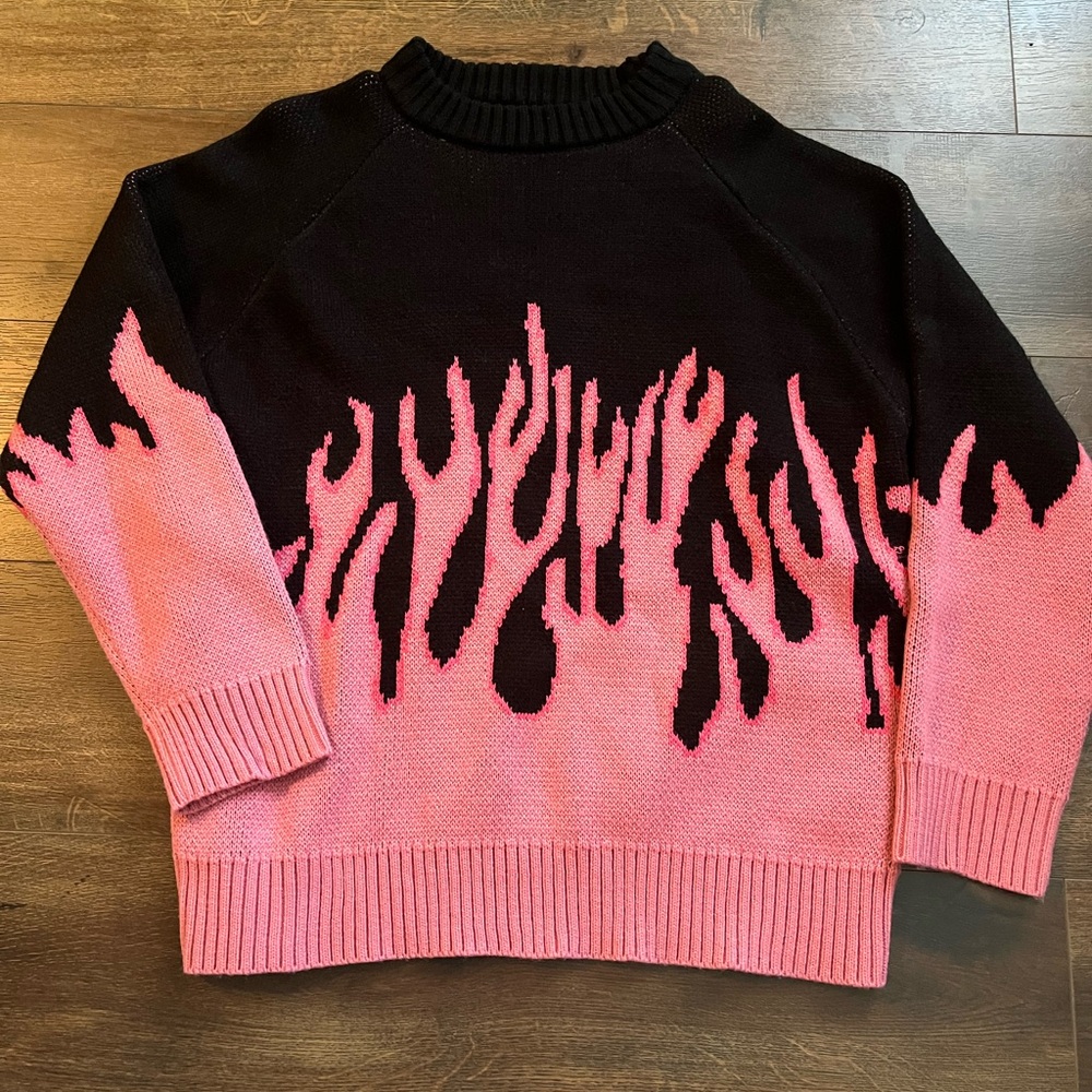 Aelfric Eden Black and Pink Flame Sweater
